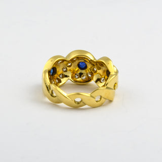 Saphirring aus 585 Gelbgold mit Diamant, nachhaltiger second hand Schmuck perfekt aufgearbeitet