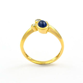 Saphirring aus 585 Gelbgold mit Brillant, nachhaltiger second hand Schmuck perfekt aufgearbeitet