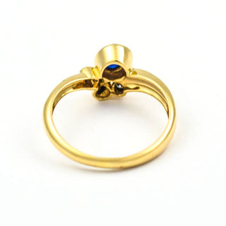 Saphirring aus 585 Gelbgold mit Brillant, nachhaltiger second hand Schmuck perfekt aufgearbeitet