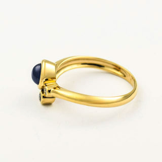 Saphirring aus 585 Gelbgold mit Brillant, nachhaltiger second hand Schmuck perfekt aufgearbeitet