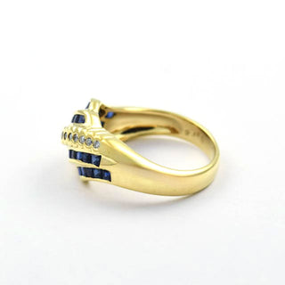 Saphirring aus 750 Gelbgold mit Brillant, nachhaltiger second hand Schmuck perfekt aufgearbeitet