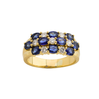 Saphirring aus 750 Gelbgold mit Brillant, nachhaltiger second hand Schmuck perfekt aufgearbeitet