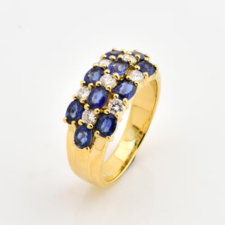 Saphirring aus 750 Gelbgold mit Brillant, nachhaltiger second hand Schmuck perfekt aufgearbeitet