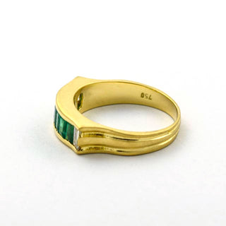 Smaragdring aus 750 Gelbgold mit Diamant, nachhaltiger second hand Schmuck perfekt aufgearbeitet