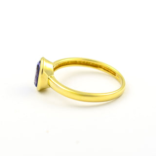 Ring aus 585 Gelbgold mit Tansanit, nachhaltiger second hand Schmuck perfekt aufgearbeitet