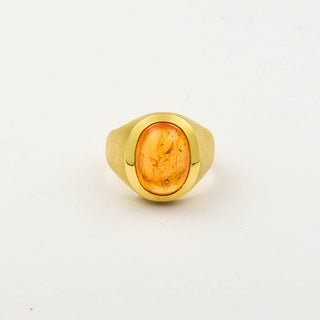 Ring aus 585 Gelbgold mit Topas, nachhaltiger second hand Schmuck perfekt aufgearbeitet