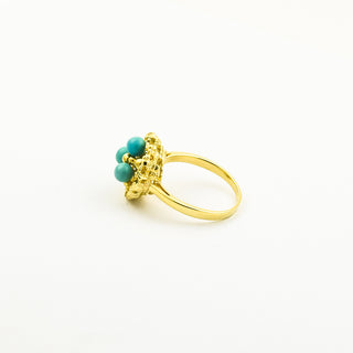 Ring aus 585 Gelbgold mit Türkis, nachhaltiger second hand Schmuck perfekt aufgearbeitet