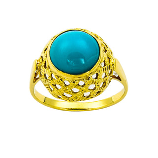 Ring aus 585 Gelbgold mit Türkis, nachhaltiger second hand Schmuck perfekt aufgearbeitet