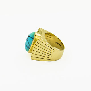 Ring aus 585 Gelbgold mit Türkis, nachhaltiger second hand Schmuck perfekt aufgearbeitet