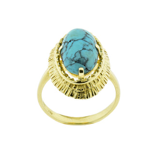 Ring aus 585 Gelbgold mit Türkis, nachhaltiger second hand Schmuck perfekt aufgearbeitet