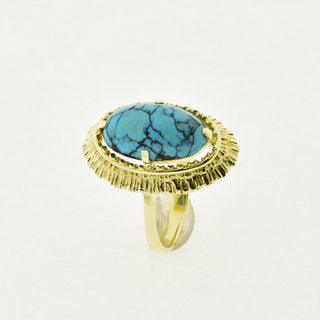 Ring aus 585 Gelbgold mit Türkis, nachhaltiger second hand Schmuck perfekt aufgearbeitet
