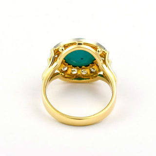 Ring aus 585 Gelbgold mit Türkis und Diamant, nachhaltiger second hand Schmuck perfekt aufgearbeitet