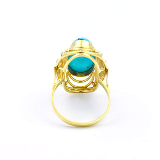 Ring aus 585 Gelbgold mit Türkis, nachhaltiger second hand Schmuck perfekt aufgearbeitet