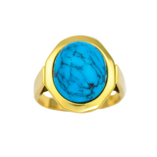 Ring aus 750 Gelbgold mit Türkis, nachhaltiger second hand Schmuck perfekt aufgearbeitet