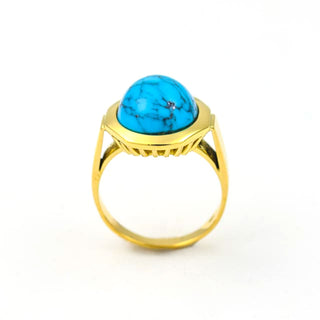 Ring aus 750 Gelbgold mit Türkis, nachhaltiger second hand Schmuck perfekt aufgearbeitet