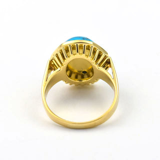 Ring aus 750 Gelbgold mit Türkis, nachhaltiger second hand Schmuck perfekt aufgearbeitet