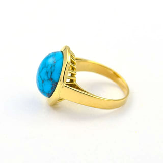 Ring aus 750 Gelbgold mit Türkis, nachhaltiger second hand Schmuck perfekt aufgearbeitet
