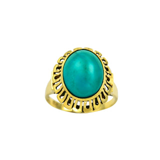 Ring aus 585 Gelbgold mit Türkis, nachhaltiger second hand Schmuck perfekt aufgearbeitet