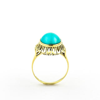 Ring aus 585 Gelbgold mit Türkis, nachhaltiger second hand Schmuck perfekt aufgearbeitet