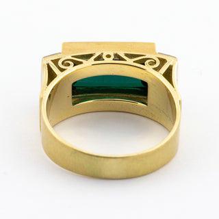 Ring aus 585 Gelbgold mit Turmalin und Diamant, Handarbeit, nachhaltiger second hand Schmuck perfekt aufgearbeitet