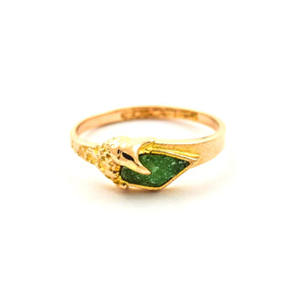Lapponia Ring aus 585 Gelbgold mit Zoisit, nachhaltiger second hand Schmuck perfekt aufgearbeitet