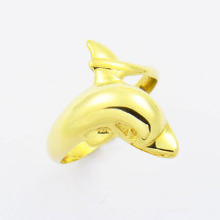 Ring Delphin aus 585 Gelbgold, nachhaltiger second hand Schmuck perfekt aufgearbeitet