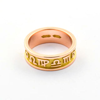 Ring Sternzeichen aus 585 Gelb- und Rosegold, nachhaltiger second hand Schmuck perfekt aufgearbeitet