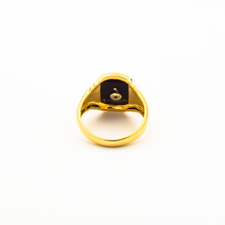 Ring Freimaurer aus 416 Gold/Silber mit Diamant, nachhaltiger second hand Schmuck perfekt aufgearbeitet