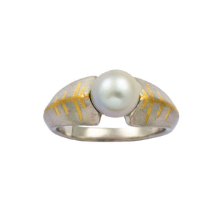 Perlenring aus 950 Platin/Gold, nachhaltiger second hand Schmuck perfekt aufgearbeitet