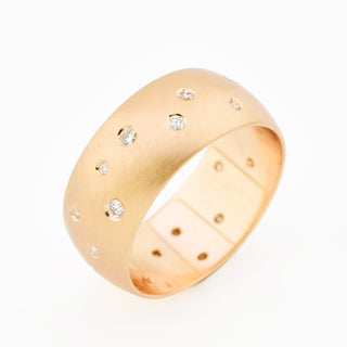 Brillantring Sternenhimmel aus 583 Rotgold, nachhaltiger second hand Schmuck perfekt aufgearbeitet