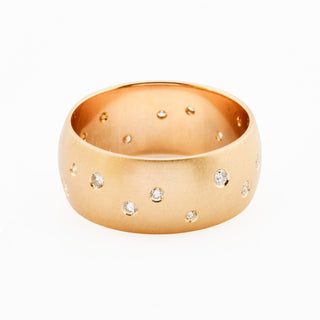 Brillantring Sternenhimmel aus 583 Rotgold, nachhaltiger second hand Schmuck perfekt aufgearbeitet