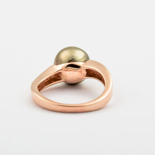 Ring aus 585 Rotgold mit Perle und Brillant, nachhaltiger second hand Schmuck perfekt aufgearbeitet