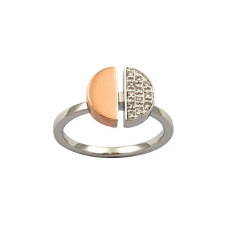 Brillantring aus 585 Weiß- und Roségold, nachhaltiger second hand Schmuck perfekt aufgearbeitet