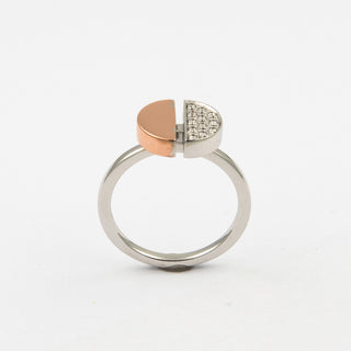 Brillantring aus 585 Weiß- und Roségold, nachhaltiger second hand Schmuck perfekt aufgearbeitet