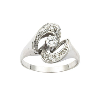 Ring aus 585 Weißgold mit Brillant und Diamant, nachhaltiger second hand Schmuck perfekt aufgearbeitet