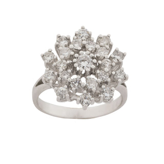 Brillantring Schneeflocke aus 585 Weißgold, nachhaltiger second hand Schmuck perfekt aufgearbeitet