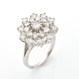 Brillantring Schneeflocke aus 585 Weißgold, nachhaltiger second hand Schmuck perfekt aufgearbeitet