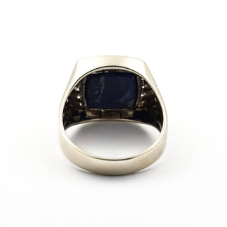 Ring aus 585 Weißgold mit Lapislazuli und Brillant, nachhaltiger second hand Schmuck perfekt aufgearbeitet