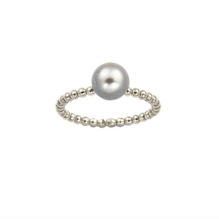 Perlenring Perldraht aus 585 Weißgold, nachhaltiger second hand Schmuck perfekt aufgearbeitet