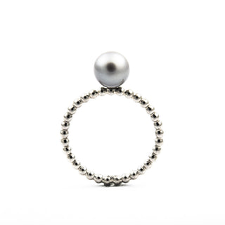 Perlenring Perldraht aus 585 Weißgold, nachhaltiger second hand Schmuck perfekt aufgearbeitet