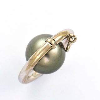 Katzler Perlenring aus 750 Weißgold mit Brillant, nachhaltiger second hand Schmuck perfekt aufgearbeitet