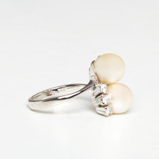 Perlenring aus 585 Weißgold mit Brillant, nachhaltiger second hand Schmuck perfekt aufgearbeitet