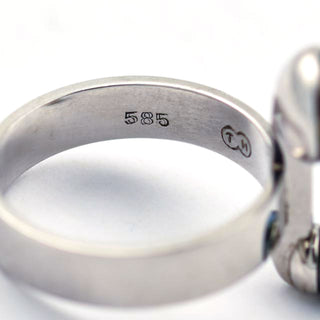 Perlenring aus 585 Weißgold, nachhaltiger second hand Schmuck perfekt aufgearbeitet