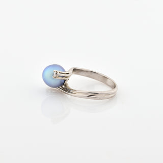 Perlenring aus 585 Weißgold mit Brillant, nachhaltiger second hand Schmuck perfekt aufgearbeitet