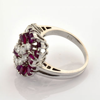 Rubinring aus 750 Weißgold mit Brillant, nachhaltiger second hand Schmuck perfekt aufgearbeitet