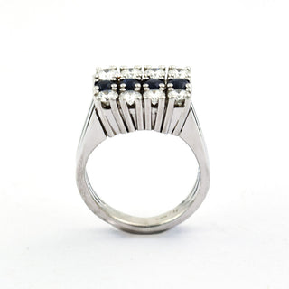 Saphirring aus 750 Weißgold mit Brillant, nachhaltiger second hand Schmuck perfekt aufgearbeitet