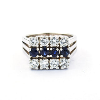 Saphirring aus 750 Weißgold mit Brillant, nachhaltiger second hand Schmuck perfekt aufgearbeitet