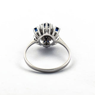 Saphirring aus 585 Weißgold mit Diamant, nachhaltiger second hand Schmuck perfekt aufgearbeitet