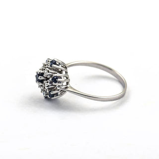 Saphirring aus 585 Weißgold mit Diamant, nachhaltiger second hand Schmuck perfekt aufgearbeitet