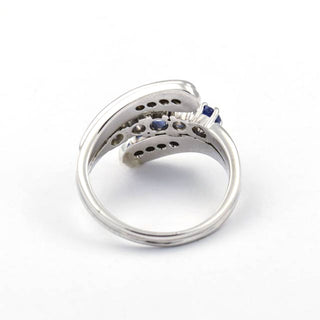 Saphirring aus 585 Weißgold mit Diamant, nachhaltiger second hand Schmuck perfekt aufgearbeitet